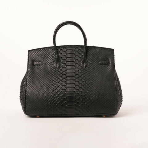 100% Python Leather Handbag With A Lock