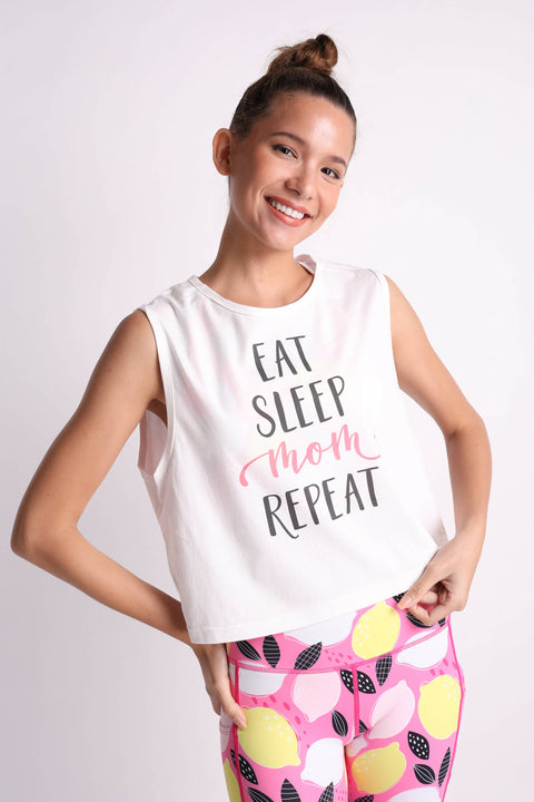 Eat Sleep Mom Repeat Crop