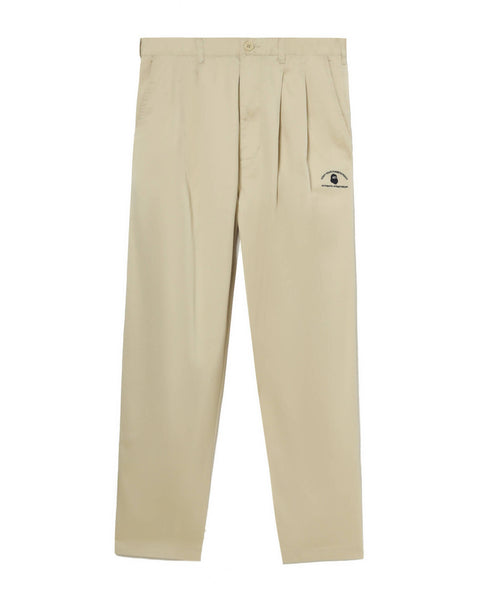 Pleated Beige Chino Pants in Cotton