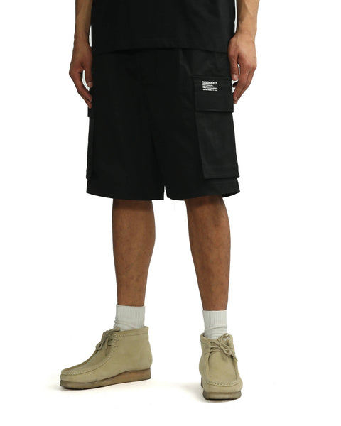 Logo Patch Black Cargo Shorts in Cotton