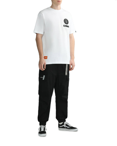 Logo Patch Black Cargo Pants in Cotton