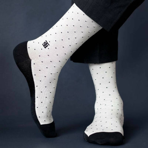 Gentleman Edition Cream Dotted Ankle Length