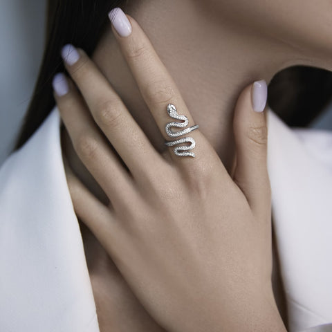 Snake ring with stones