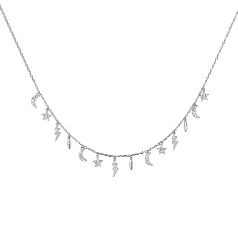 Necklace Glare of lightning with cubic zirconia