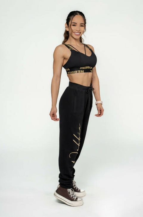 Nebbia Women’s High-waist Joggers Intense Signature Gold