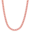 Pyramid Stud Tennis Necklace-Baby Pink