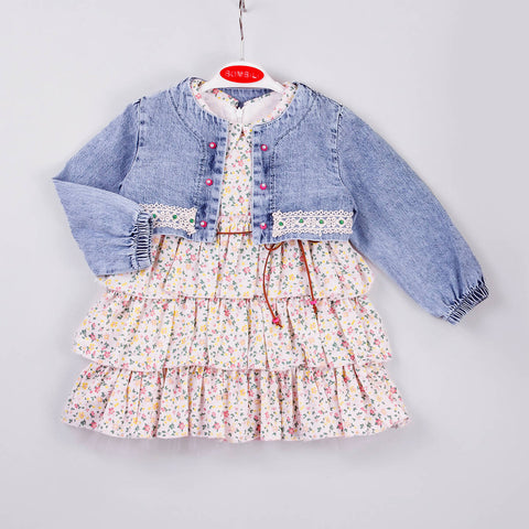 BOMBILI Girls Floral Dress and Jacket Set