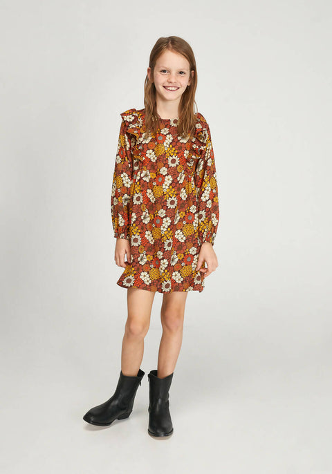 Autumn Flowers Print Dress