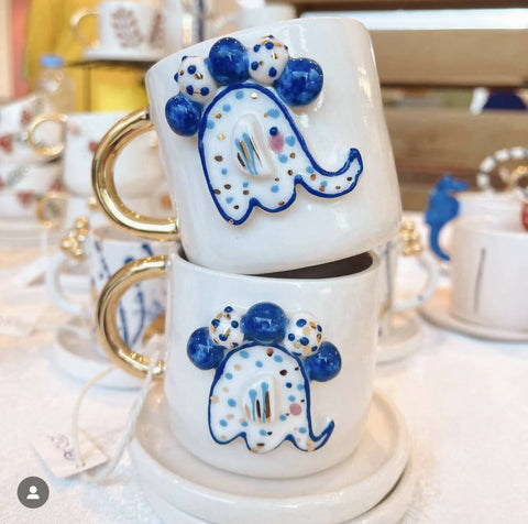 I'm ART Handmade Blue Elephant Coffee Cup