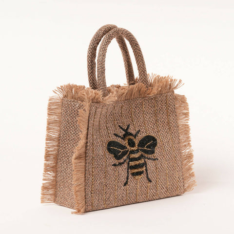 Gold and black bee small tote bag