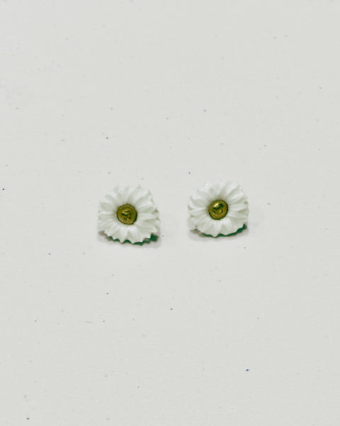 Porcelain Gold Plated Flower Earrings