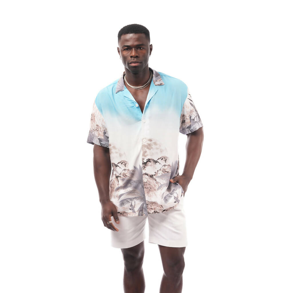 SS Blue Faded palm