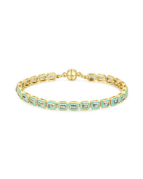 Bezel Emerald Ballier Tennis Bracelet Turquoise Gold