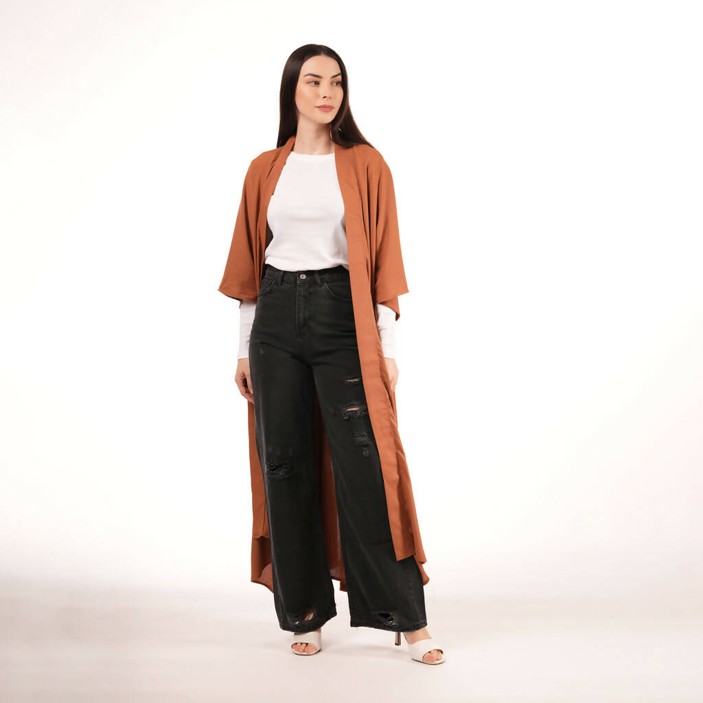 MY PEANUT Linen Blend Boho Kimono