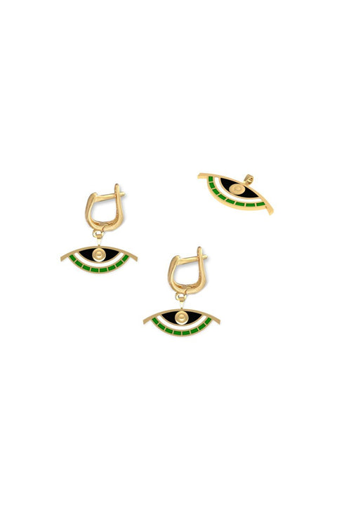 IRIS GREEN ENAMELED EARRING