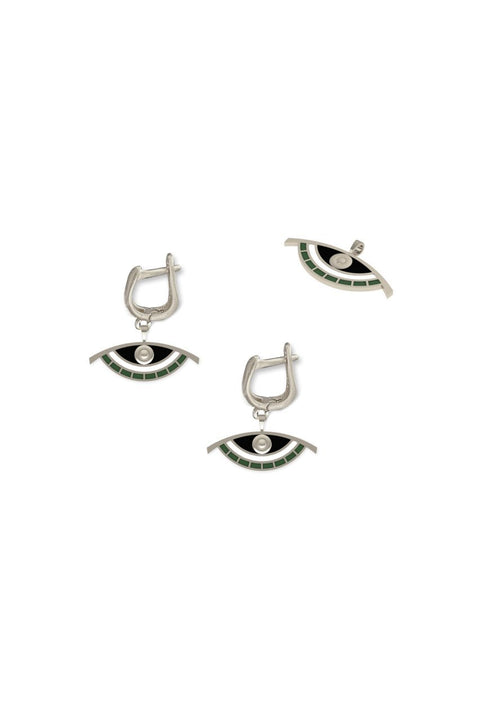 IRIS GREEN ENAMELED EARRING