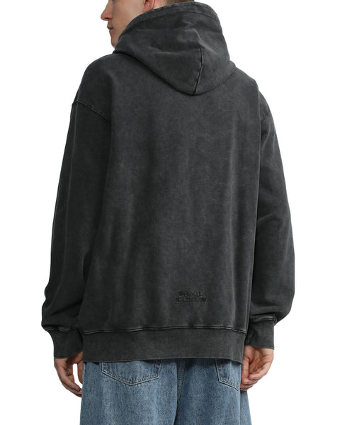 Washed Grey Zipped Hoodie in Cotton French Terry