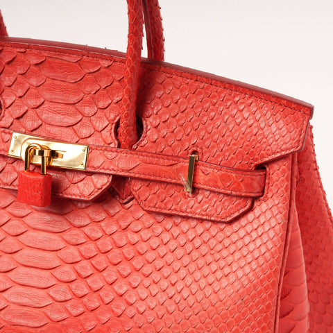 100% Python Leather Handbag With A Lock