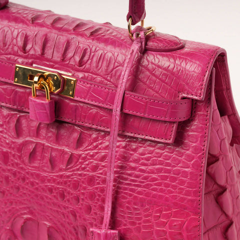 100% Crocodile Leather Handbag With A Lock