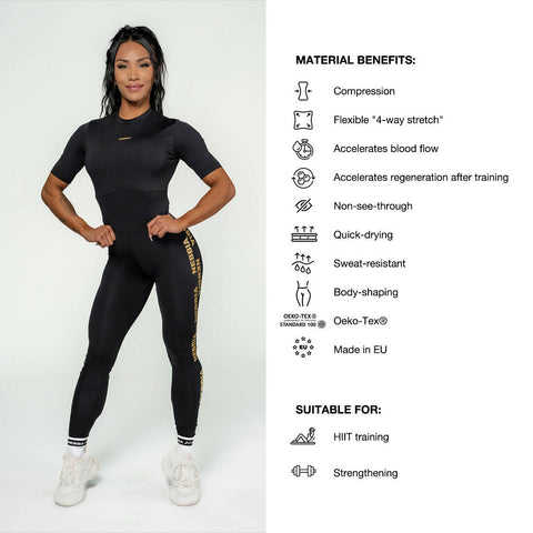 Nebbia Women’s Workout Jumpsuit Intense Focus Gold