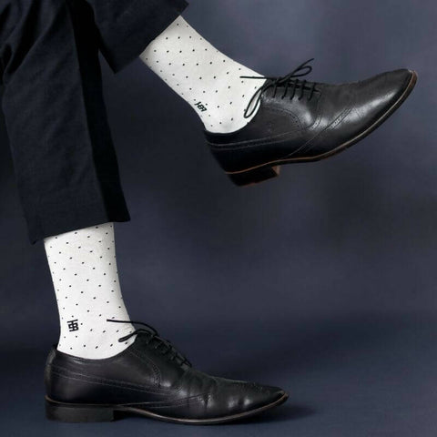 Gentleman Edition Cream Dotted Ankle Length