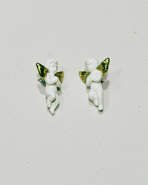 Porcelain Gold Plated Angel Earrings