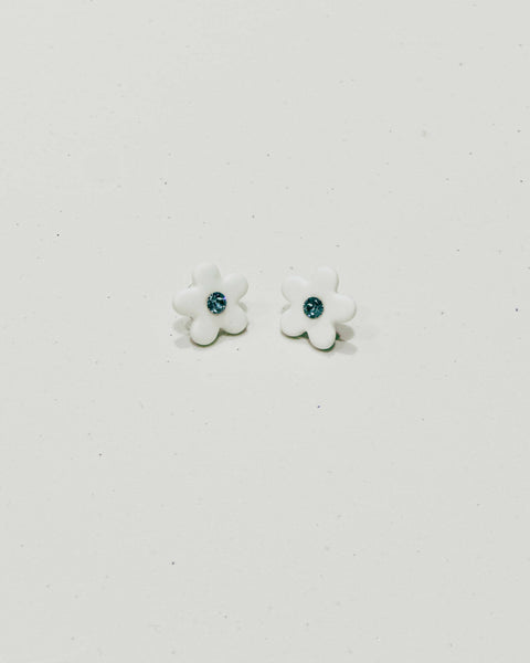 Porcelain Blue Flower Rhinestone Earrings