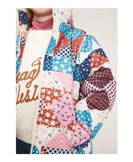 Patchwork Print Coat