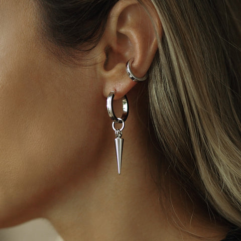 Spike Hoop Assymetric Trio Earrings Set