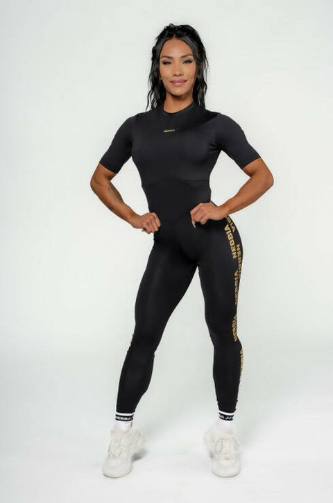 Nebbia Women’s Workout Jumpsuit Intense Focus Gold