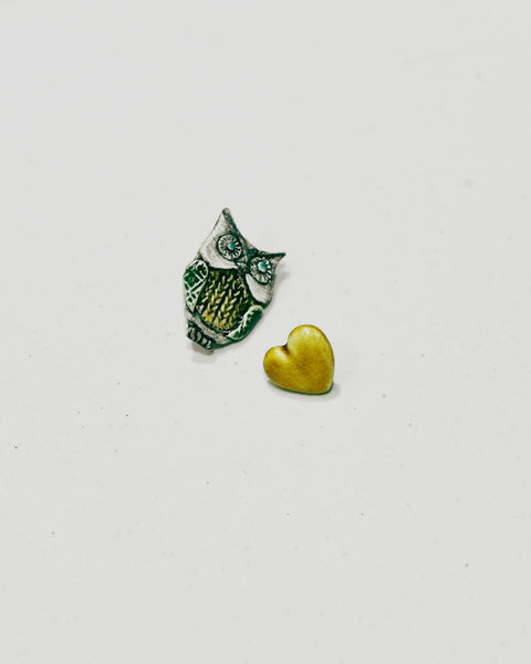 Porcelain Assymetrical Owl Love Earrings