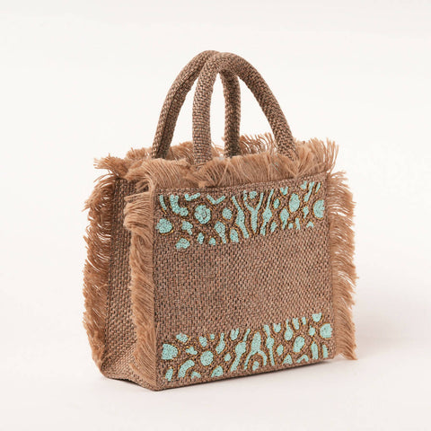 Sea Green Snake pattern small tote bag