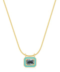 Bezel Pendant Necklace-Turquoise