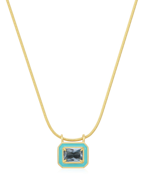 Bezel Pendant Necklace-Turquoise